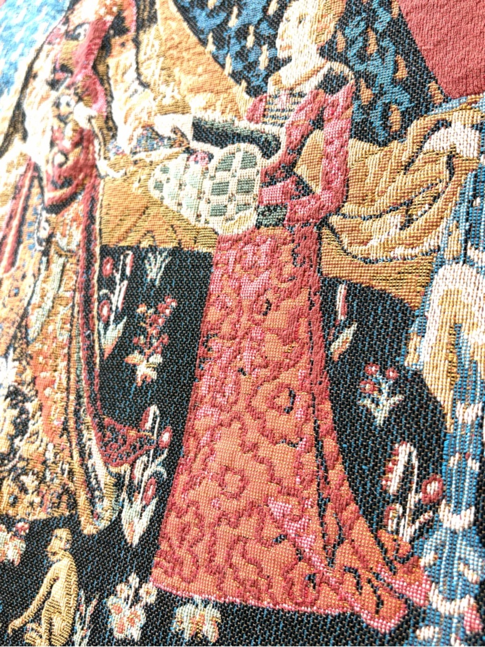 LADY AND UNICORN [ Vintage Rare]  Tapestry Wall Hanging Woven Fabric 39X28” - Picture 7 of 11